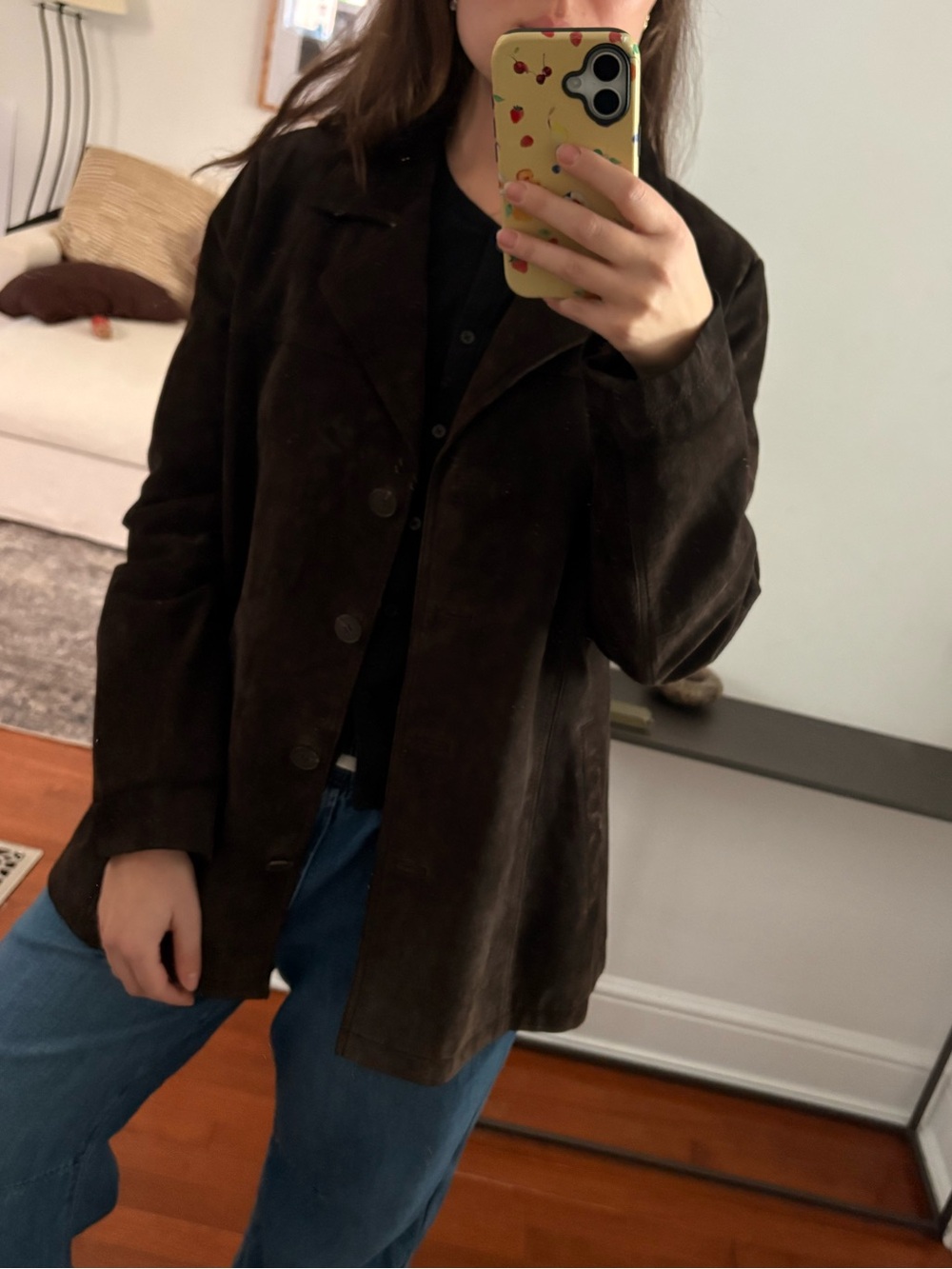 Vintage Danier Dark Brown Suede Button-Front Women's Jacket